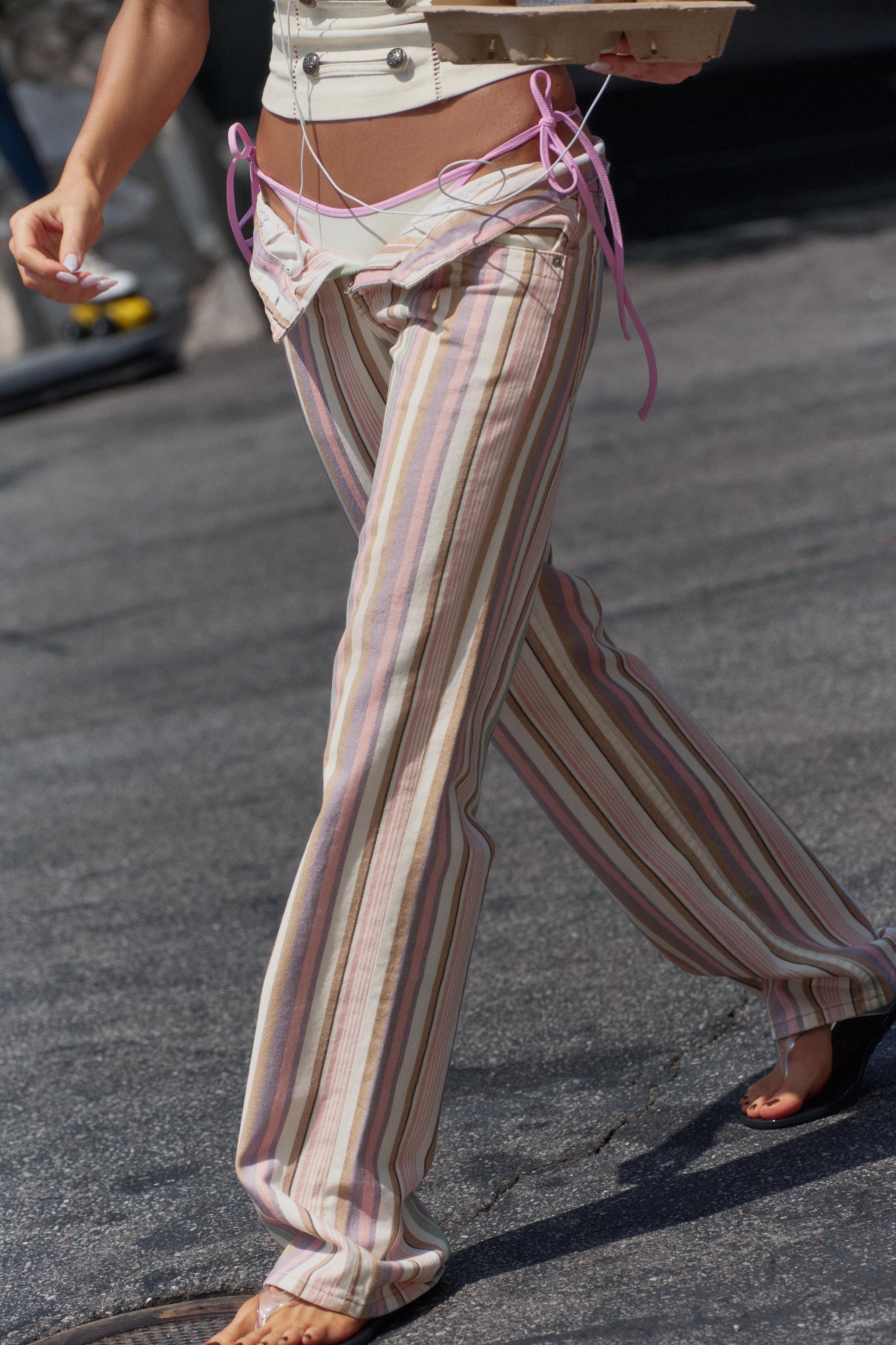 JEAN TRF WIDE LEG TAILLE BASSE À RAYURES